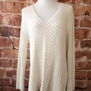 Ava & Viv coastal vibe tunic sweater cream color long sleeves v-neck
